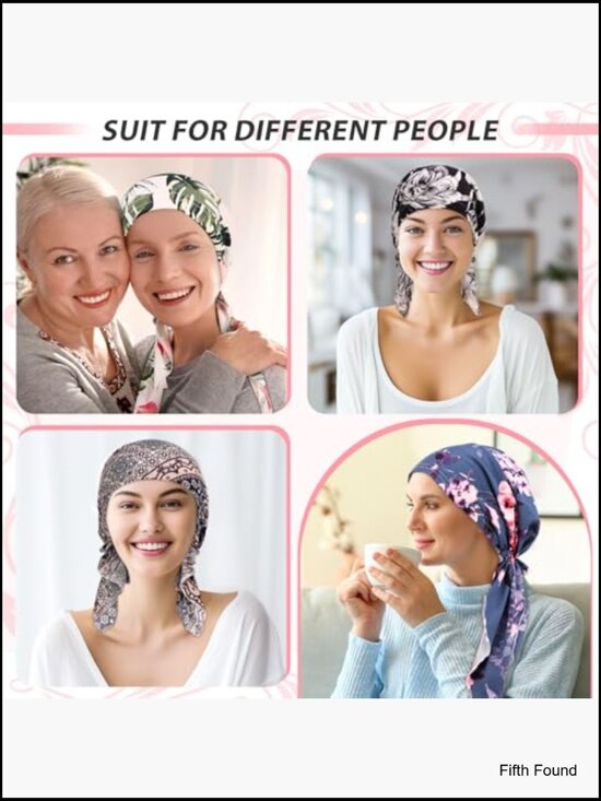 6-Piece Pre-Tied Chemo Headwear Set, Stretch Turbans for Hair Loss